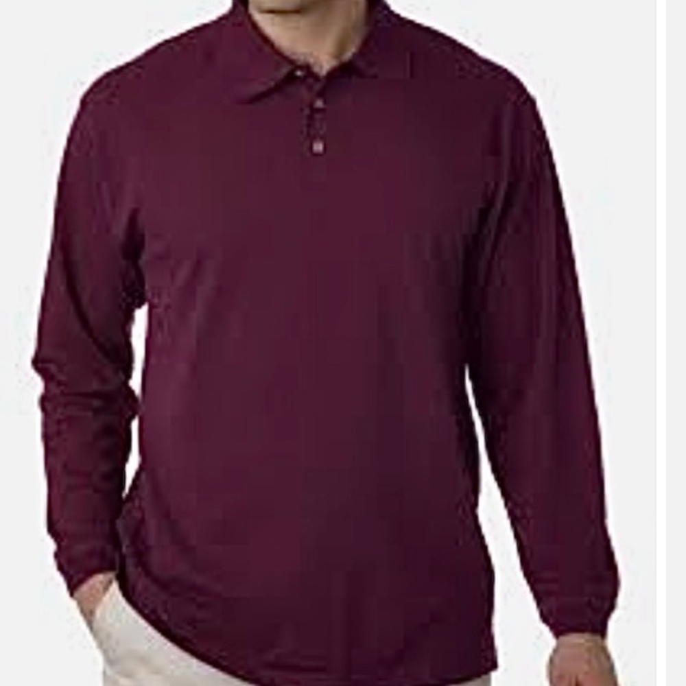 HB Big & Tall Maroon Long Sleeve‎ Polo Shirt 6XL